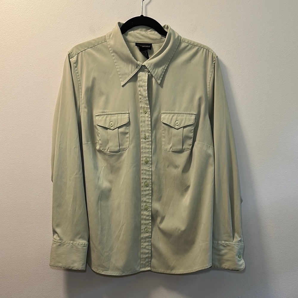 🩵Lane Bryant Women’s Sage Green Long Sleeve Button Down Shirt Size 14/16